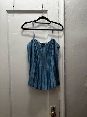 Vince Blue Pleated Spaghetti-Strap Camisole